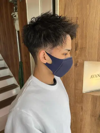 ショート パーマ メンズ AVANCE.難波 店長 松元のヘアスタイル