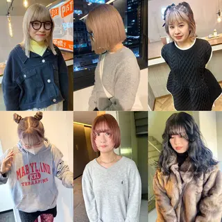 ショート 髪と音処　マトぺ所属・デザインカラー/ボブ ブリーチカラー/ユリのヘアスタイル