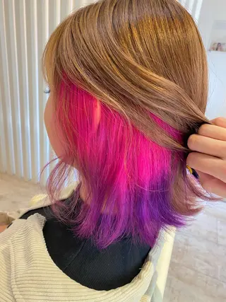 セミロング カラー ヘアアレンジ Design Color🐰アユミのヘアスタイル