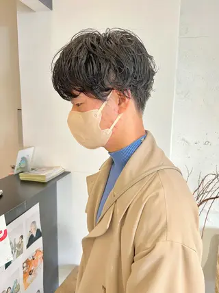 パーマ メンズ メンズパーマ/ ハイトーン/古川晴輝のヘアスタイル