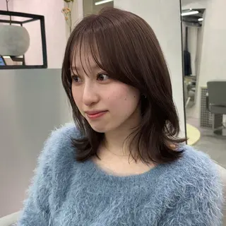 ミディアム 無料カットモデル/ センターパート/横浜のヘアスタイル