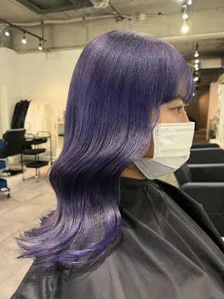 セミロング カラー 真南斗 名駅のヘアスタイル