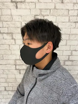 ショート ヘアアレンジ メンズ ブリーチなし艶カラー 東家のヘアスタイル