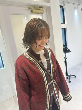 ミディアム カラー お洒落パーマ/ 艶カラー/michiのヘアスタイル