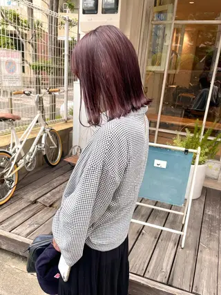 ミディアム カラー ホンダリサコ 透明感カラー/ボブのヘアスタイル