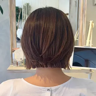 ミディアム 滋賀No.1レイヤー 透明感カラー縮毛矯正のヘアスタイル