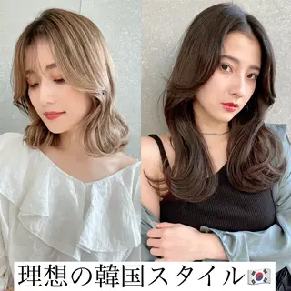 セミロング 山本翔一郎 韓国顔周りレイヤーのヘアスタイル