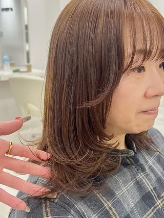 セミロング 리코/渋谷/レイヤー /韓国風/ブリーチのヘアスタイル