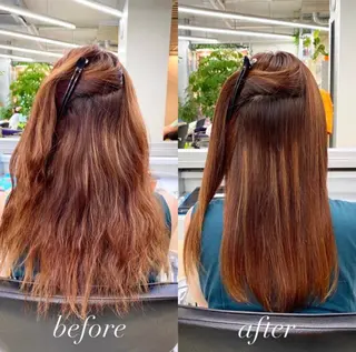 セミロング パーマ 透明感・ハイトーン・ 艶カラー/若林のヘアスタイル