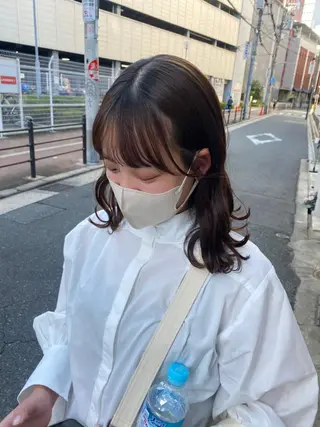 ミディアム Rinka/梅田/ 透け感カラー🤎のヘアスタイル