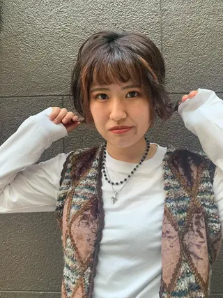 ショート カラー ヘアアレンジ ブリーチなし/ レイヤー🌿runaのヘアスタイル