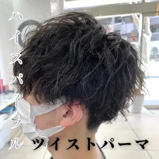 ショート パーマ メンズ 髪質改善× ハイライト溝江のヘアスタイル