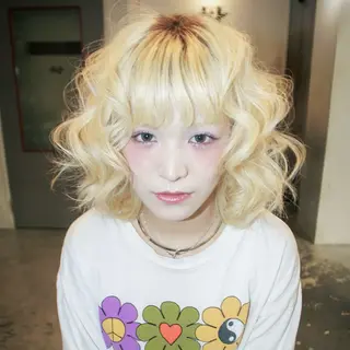 ミディアム カラー ☆RUO☆/ハイトー ンBob/デザインのヘアスタイル