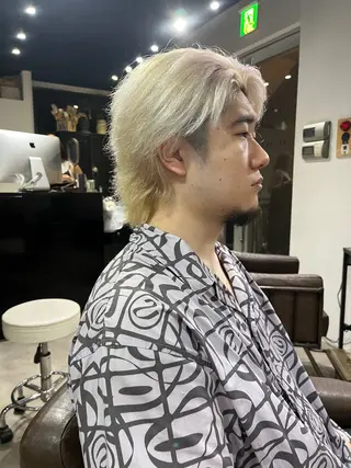 カラー メンズ ブリーチ✨ハイライト 透明感カラー/アヤノのヘアスタイル