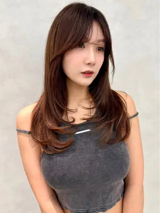 セミロング カラー 🇰🇷韓国ヘア🤍 副店長/栗田のヘアスタイル