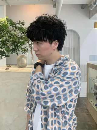 ショート パーマ メンズ 似合わせカット ケアパーマ喜来雅由のヘアスタイル