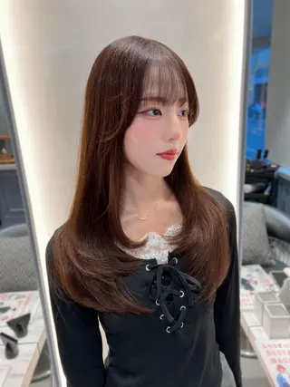 セミロング 韓国レイヤー/顔周り /縮毛矯正/羽田航のヘアスタイル