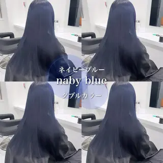 ロング カラー 🩵色落ち可愛い 寒色カラー🩵のヘアスタイル