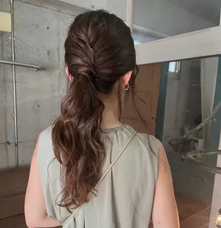 セミロング カラー パーマ ヘアアレンジ キッズ デザインパーマ ハイライトIkumiのヘアスタイル