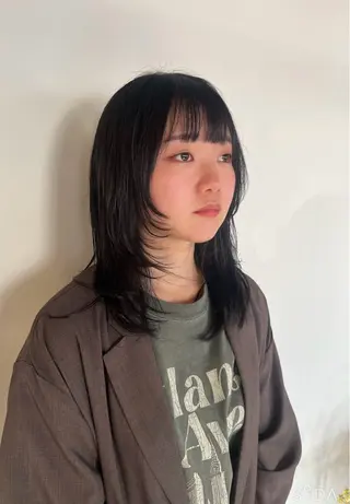 ミディアム カラー スタジオノル パーマ🌀あやなのヘアスタイル