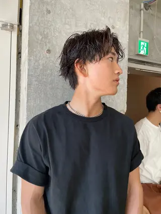 ショート パーマ メンズ 愛加メンズパーマ・ ボブ・ピンクカラーのヘアスタイル