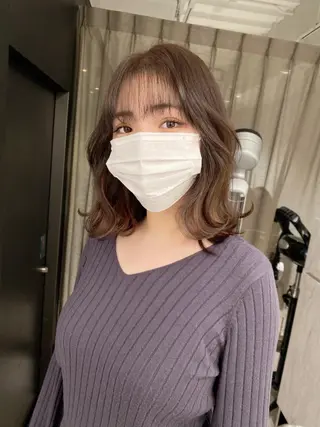 セミロング 京都レイヤーカット/ 縮毛矯正/羽柴りくのマツエク・マツパデザイン