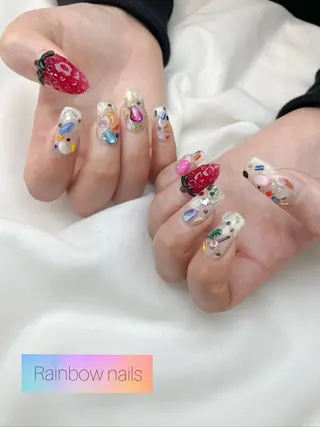 ネイル Rainbow nailsくろちゃんのネイルデザイン