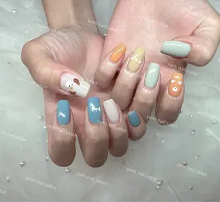 ネイル Shineジェル& チップ長さだしのネイルデザイン