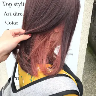 セミロング riho/ブリーチ/ デザインカラー/辻堂のヘアスタイル