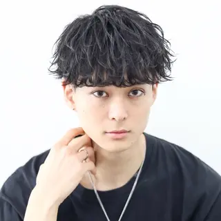 ミディアム カラー パーマ メンズ 垢抜けマッシュ /キョウヘイ😎のヘアスタイル