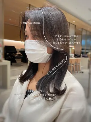 ミディアム カラー パーマ 小野寺瑞希 /最小顔カットのヘアスタイル