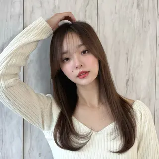 ロング カラー パーマ ヘアアレンジ メンズ キッズ 新宿/小顔レイヤー/ 顔まわり/西慶太朗のヘアスタイル