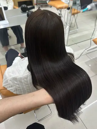 セミロング カラー 髪質改善× ハイライト溝江のヘアスタイル