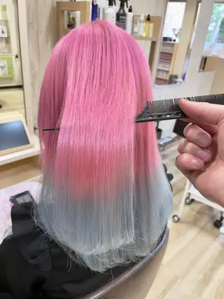 ミディアム カラー 🌈派手髪ハイトーン 🌈鈴木亮太🌈のヘアスタイル