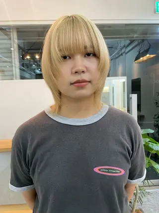 ミディアム 水野谷愛/ハイトーン カラー/カラーモデルのヘアスタイル