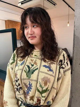 ミディアム パーマ 暖色/パーマ 🌼クニトウメイのヘアスタイル