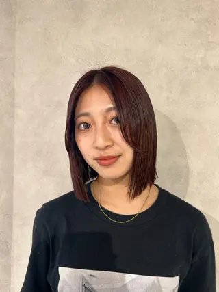 ミディアム カラー ayano🍒パーマ 暖色カラーのヘアスタイル