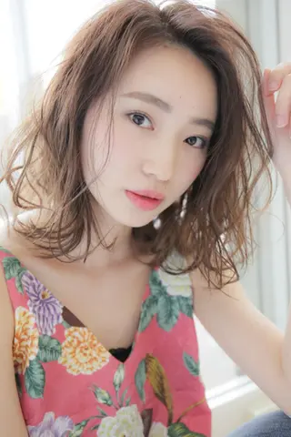 ミディアム カラー パーマ シェアサロン ルレイルのヘアスタイル