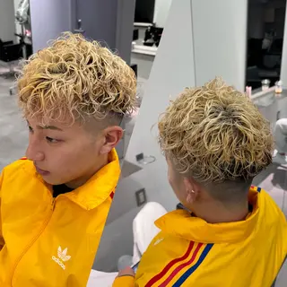 カラー メンズ R/🤎 パーマ＆ブリーチ🔥のヘアスタイル