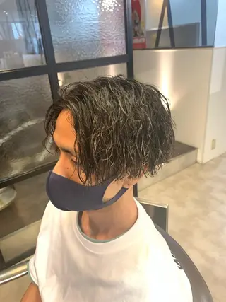 ミディアム メンズ メンズパーマ/難波/ 心斎橋　室園亮佑のヘアスタイル