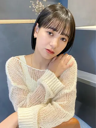 ミディアム カラー saki🌼ボブ× 透明感カラー🌼のヘアスタイル