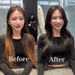 ロング カラー i.osaka所属・りん/ワンホン/艶髪 ／小顔顔周りカットのヘアスタイル