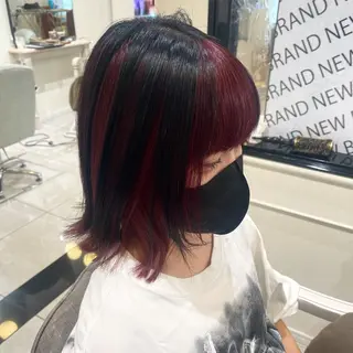 ミディアム カラー 濱田輝レイヤー 韓国風 ハイトーンのヘアスタイル