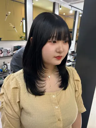 セミロング カラー hub hair レイヤー/透明感のヘアスタイル