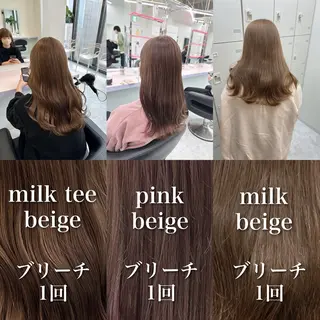 セミロング カラー 🫧ハイトーン🫧 ベージュ🫧徹哉のヘアスタイル