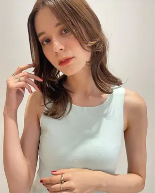 ミディアム カラー パーマ ヘアアレンジ VIVIE【ヴィヴィ】所属・髪質改善/韓国風 レイヤー/田村祐樹のヘアスタイル