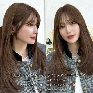 セミロング レイヤーカット/ 顔まわり/アオイのヘアスタイル