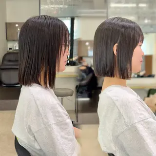 ショート カラー ⭐️似合わせボブ 縮毛矯正⭐️かえでのヘアスタイル