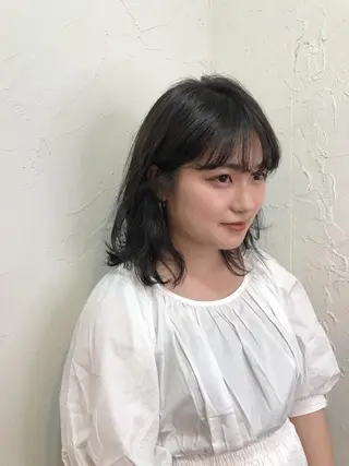 ミディアム カラー 久力琴音''透明感 カラー''アレンジのヘアスタイル