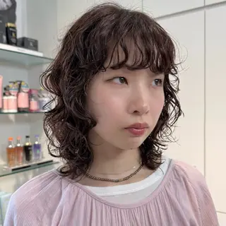 ミディアム レイヤー/パーマ/ 艶カラー/💚千琴のヘアスタイル